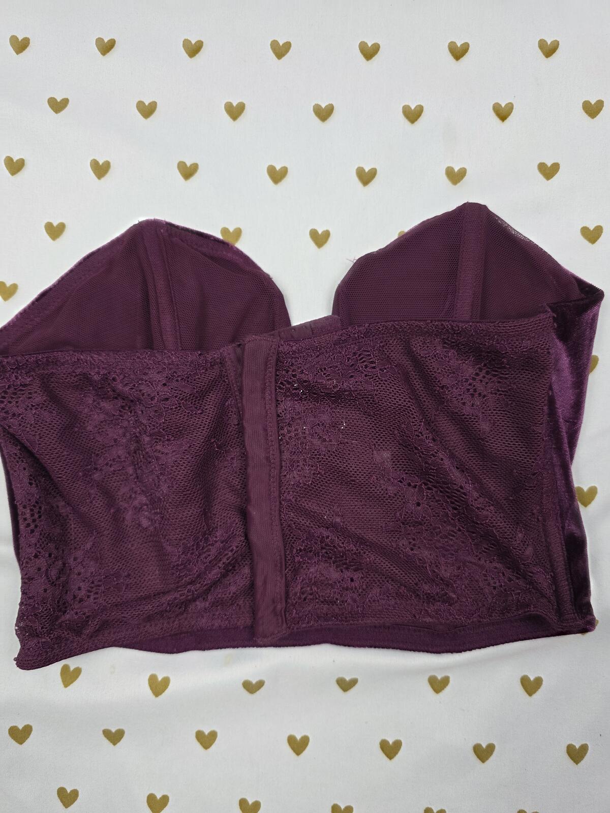 Victorias Secret Velvet Strapless Push Up bralette Purple Dream Angels SMALL