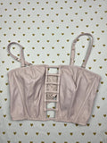 Victorias Secret Large Rose Faux Leather Corset Bralette Bra Top Tank