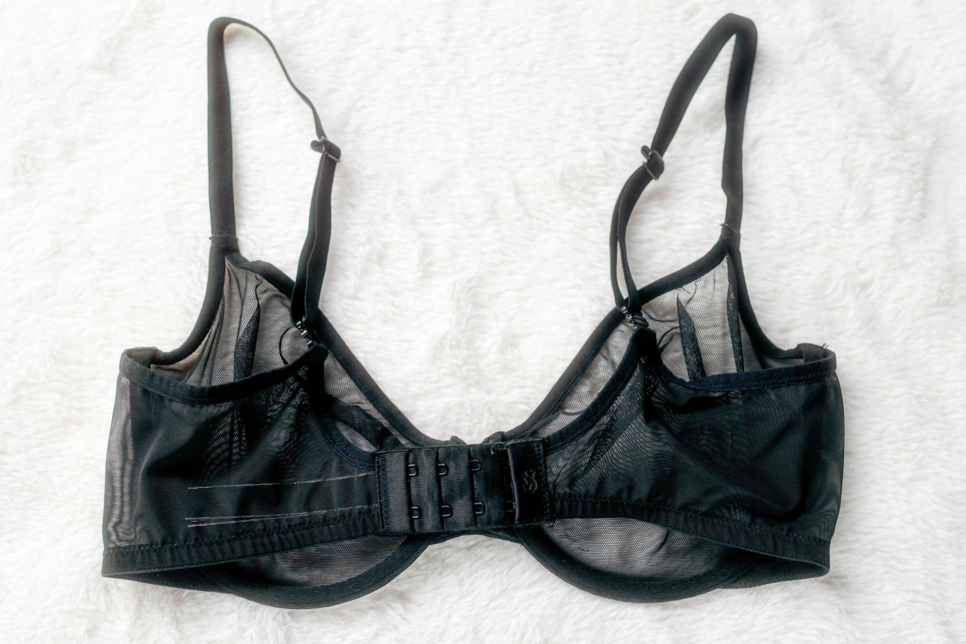 Victoria's Secret Body by Victoria Unlined Demi Sheer Mesh Bra Black 34DD