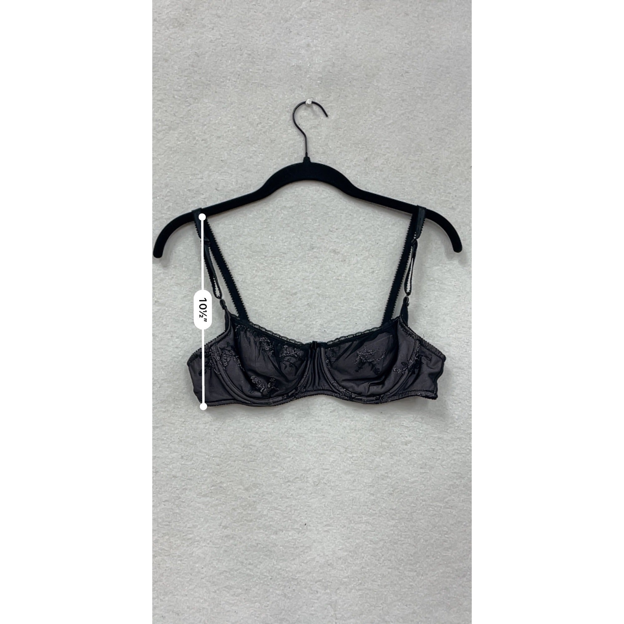 Victorias Secret Black Sheer Embroidered Underwire Bra 36B #8755