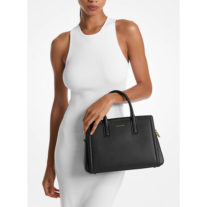 Michael Kors Laila Medium Leather Satchel, Black