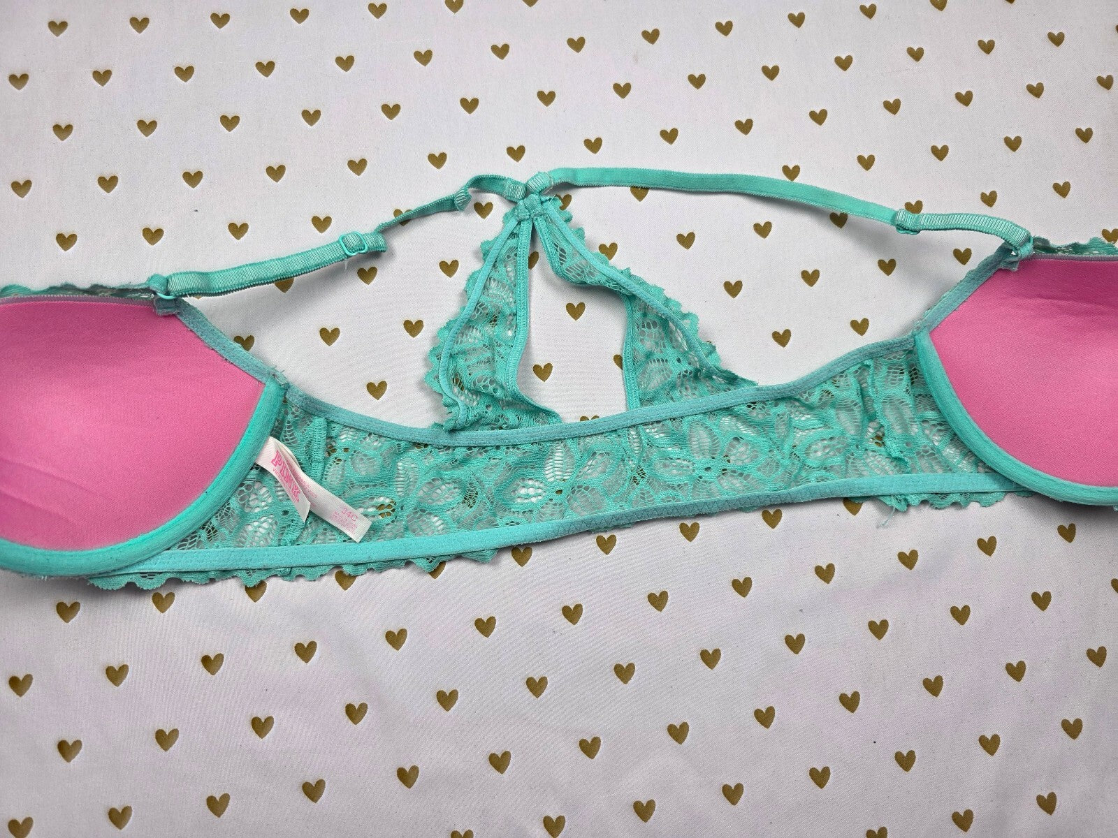 Victorias Secret Pink Mint Front Close Racerback Bra 34C